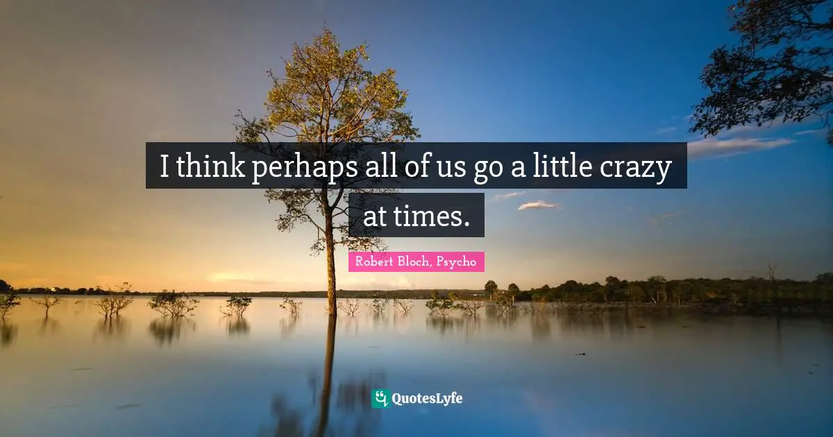 I think perhaps all of us go a little crazy at times.