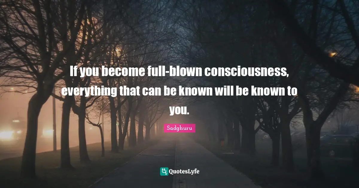 If you become full-blown consciousness, everything that can be known will be known to you.