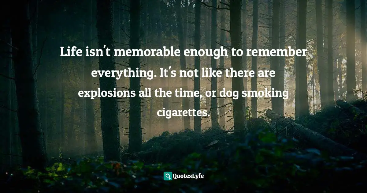 Life isn't memorable enough to remember everything. It's not like there are explosions all the time, or dog smoking cigarettes.