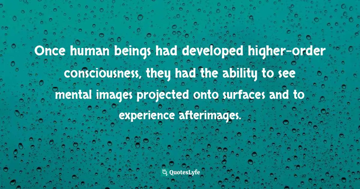 Once human beings had developed higher-order consciousness, they had the ability to see mental images projected onto surfaces and to experience afterimages.