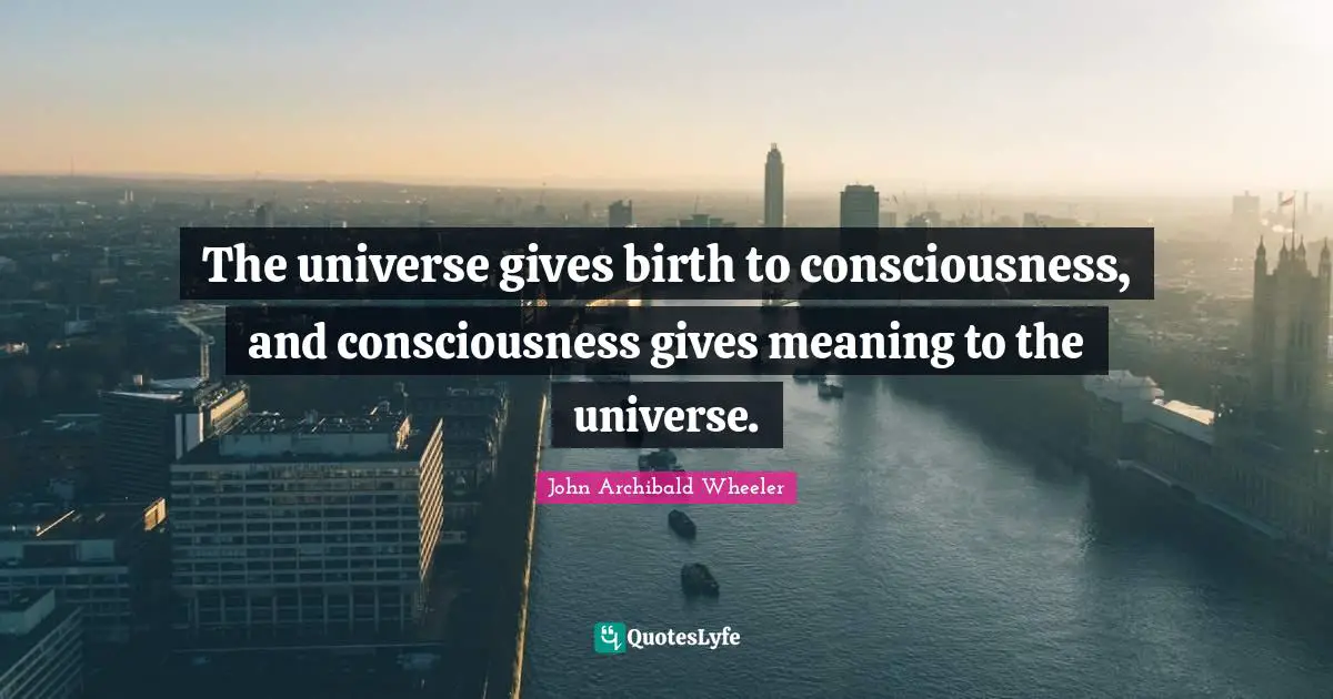 The universe gives birth to consciousness, and consciousness gives meaning to the universe.