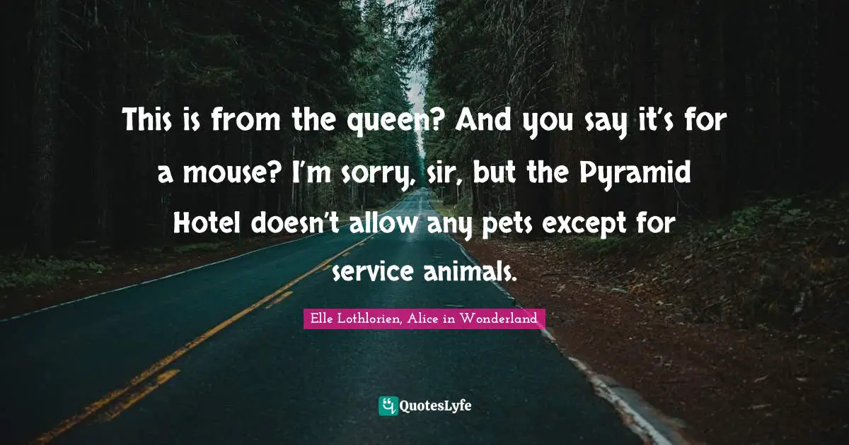This is from the queen? And you say it’s for a mouse? I’m sorry, sir, but the Pyramid Hotel doesn’t allow any pets except for service animals.