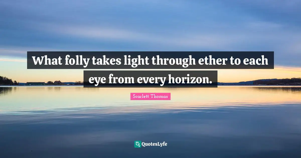 What folly takes light through ether to each eye from every horizon.