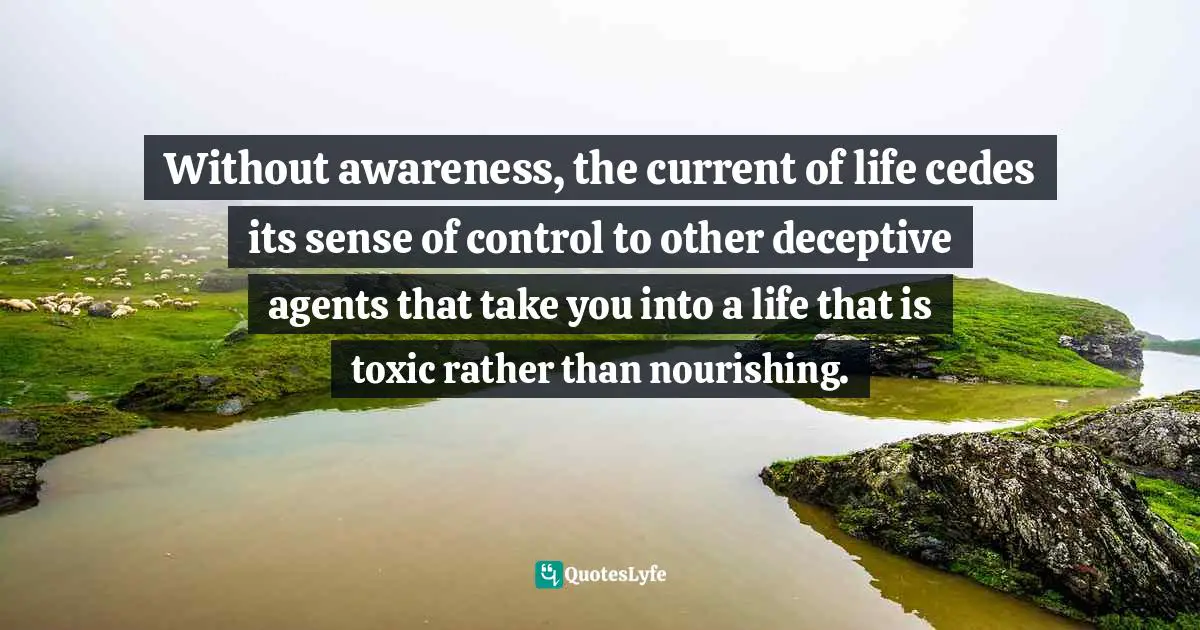Without awareness, the current of life cedes its sense of control to other deceptive agents that take you into a life that is toxic rather than nourishing.