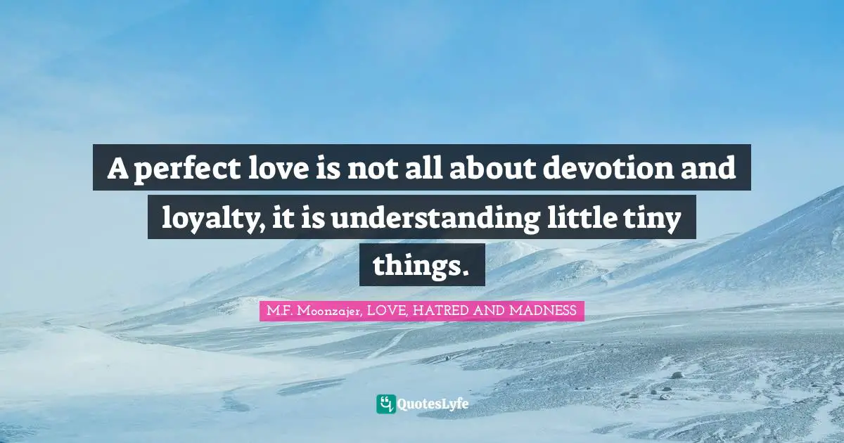 A perfect love is not all about devotion and loyalty, it is understanding little tiny things.