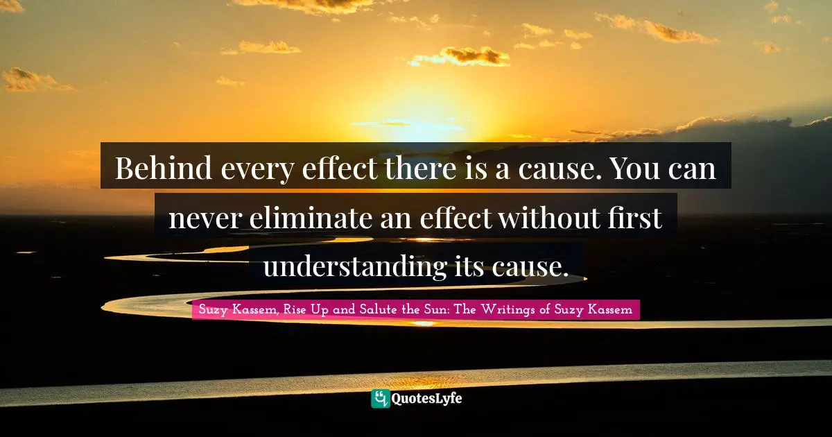 Behind every effect there is a cause. You can never eliminate an effect without first understanding its cause.