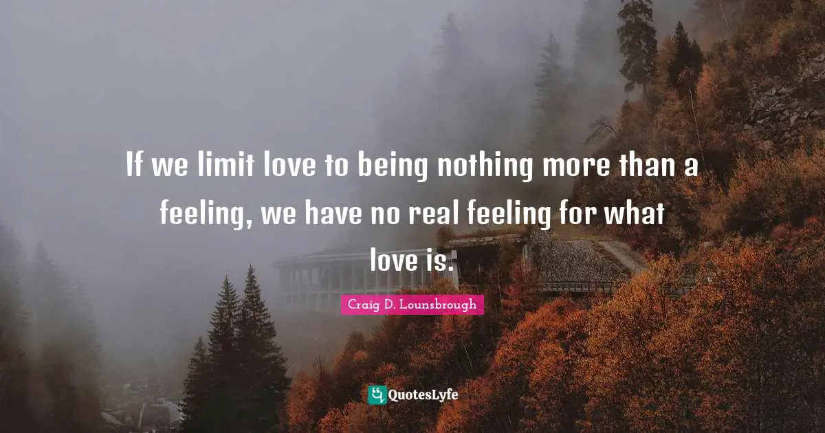 If we limit love to being nothing more than a feeling, we have no real feeling for what love is.