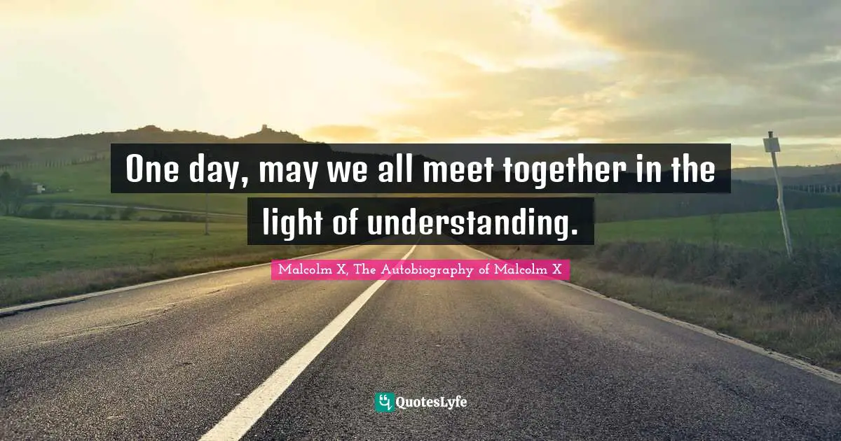 Understanding Quotes: "One day, may we all meet together in the light of understanding."