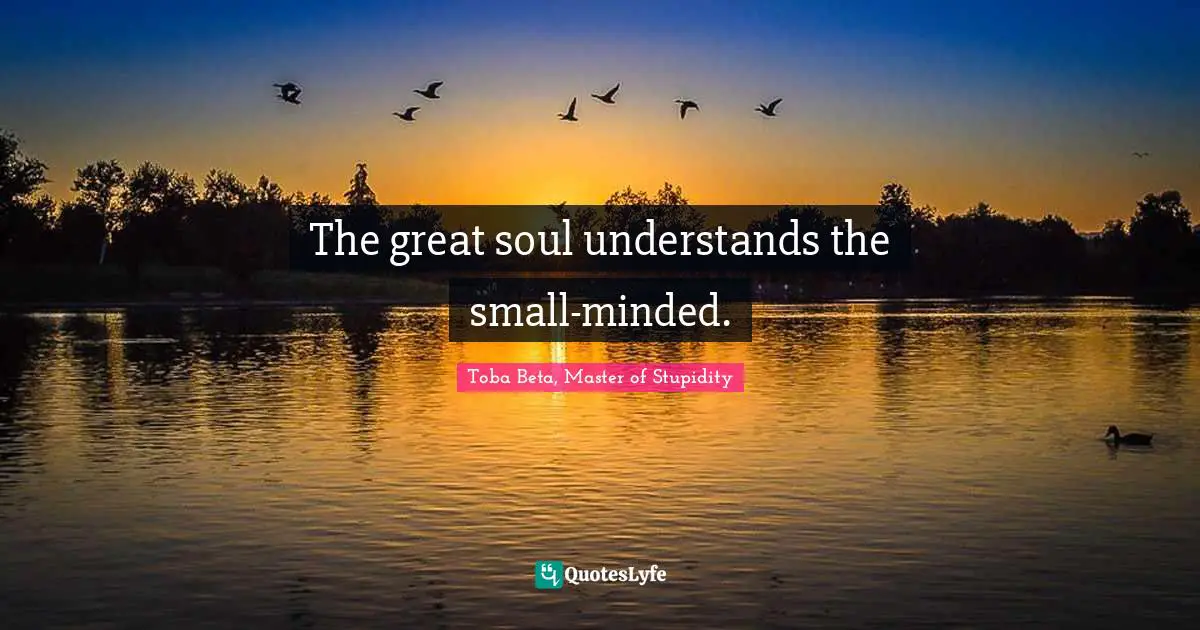 The great soul understands the small-minded.
