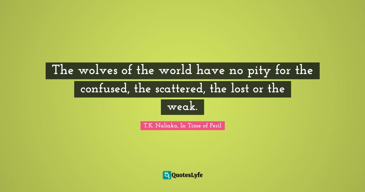 The wolves of the world have no pity for the confused, the scattered, the lost or the weak.
