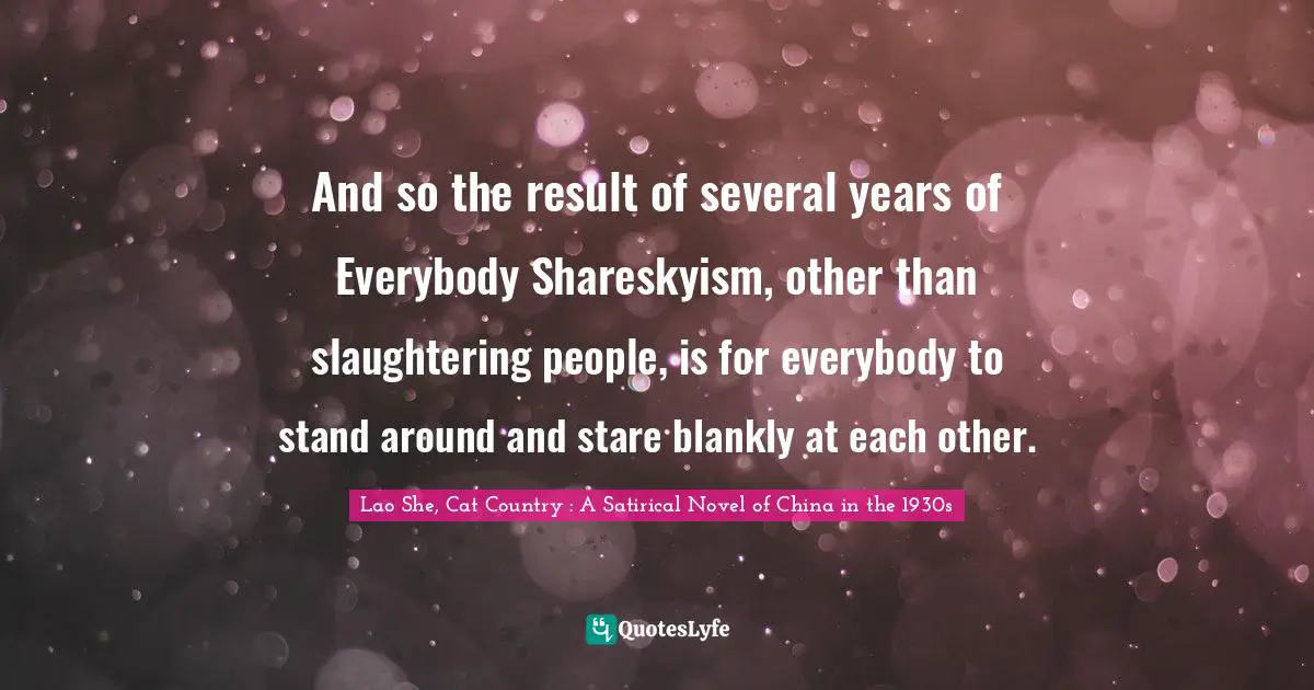 And so the result of several years of Everybody Shareskyism, other than slaughtering people, is for everybody to stand around and stare blankly at each other.