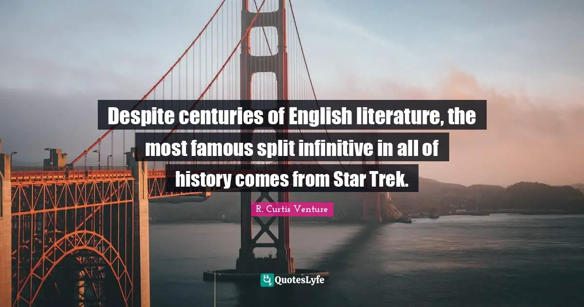 Despite centuries of English literature, the most famous split infinitive in all of history comes from Star Trek.