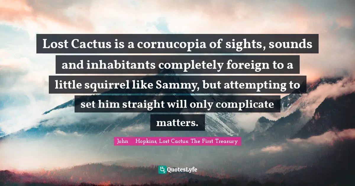 Lost Cactus is a cornucopia of sights, sounds and inhabitants completely foreign to a little squirrel like Sammy, but attempting to set him straight will only complicate matters.