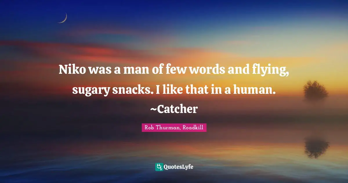 Niko was a man of few words and flying, sugary snacks. I like that in a human. ~Catcher