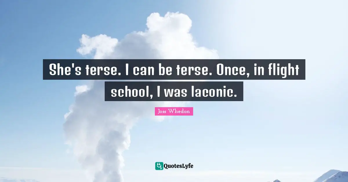 She's terse. I can be terse. Once, in flight school, I was laconic.