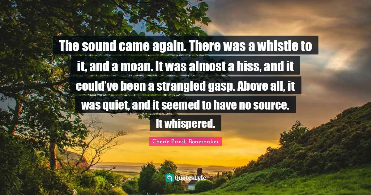 The sound came again. There was a whistle to it, and a moan. It was almost a hiss, and it could’ve been a strangled gasp. Above all, it was quiet, and it seemed to have no source. It whispered.