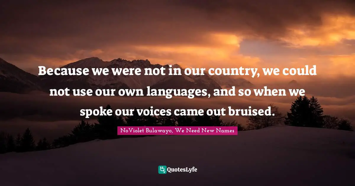 Because we were not in our country, we could not use our own languages, and so when we spoke our voices came out bruised.