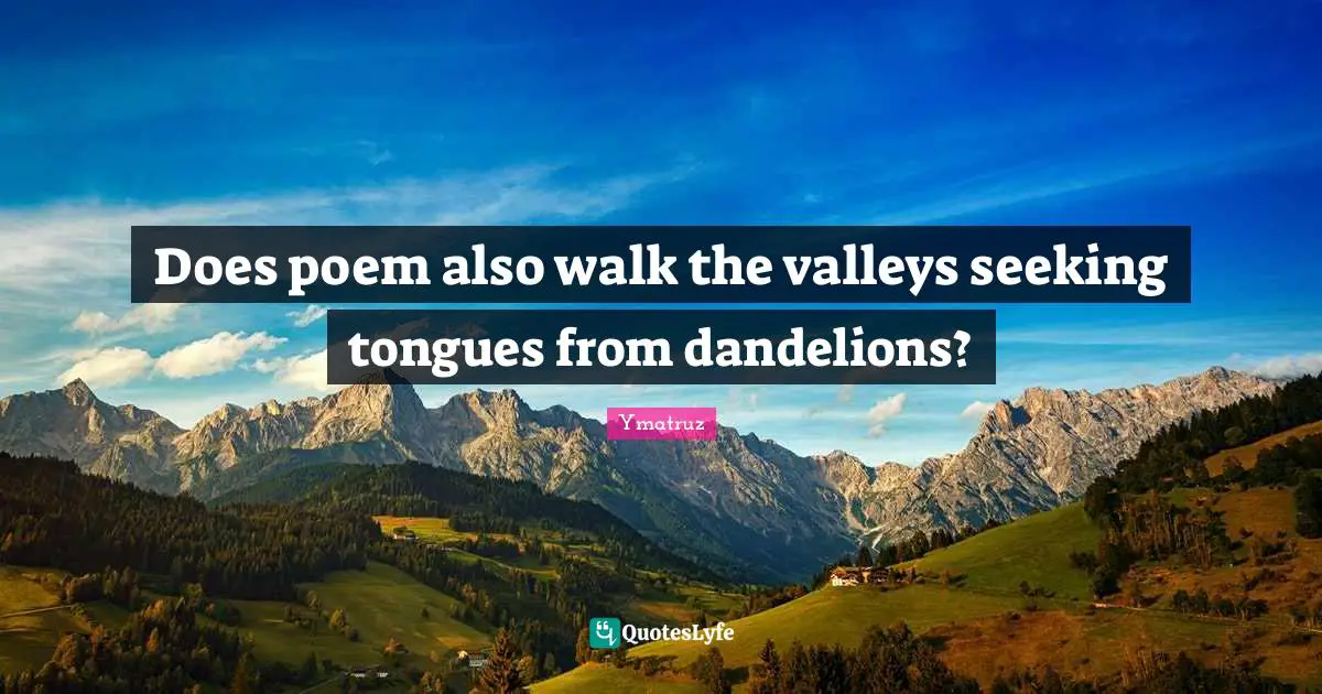 Does poem also walk the valleys seeking tongues from dandelions?