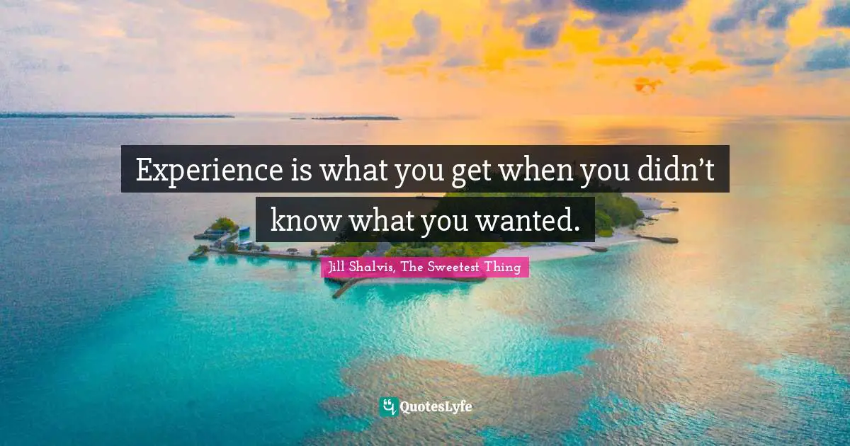 Experience is what you get when you didn’t know what you wanted.