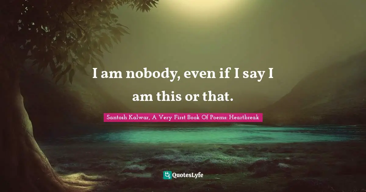 I am nobody, even if I say I am this or that.