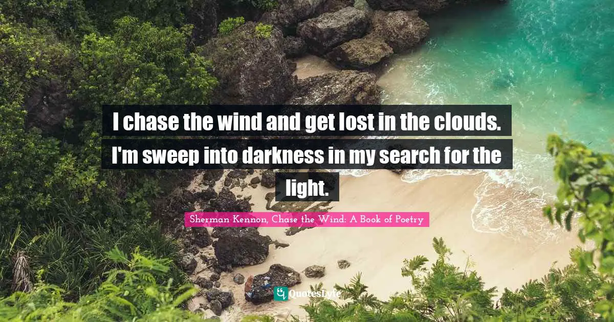 I chase the wind and get lost in the clouds. I'm sweep into darkness in my search for the light.