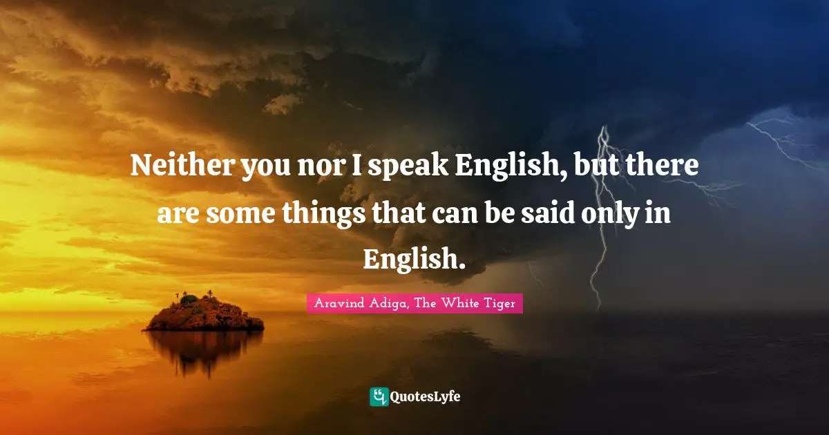 Neither you nor I speak English, but there are some things that can be said only in English.