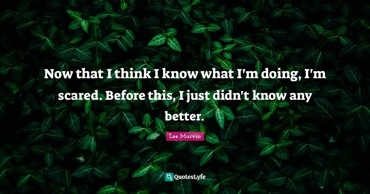 Now that I think I know what I'm doing, I'm scared. Before this, I just didn't know any better.