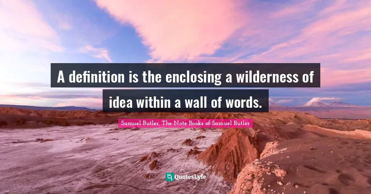A definition is the enclosing a wilderness of idea within a wall of words.