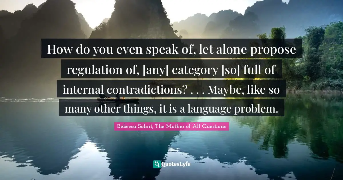 How do you even speak of, let alone propose regulation of, [any] category [so] full of internal contradictions? . . . Maybe, like so many other things, it is a language problem.
