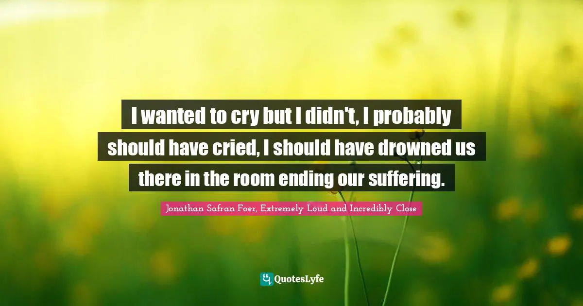 I wanted to cry but I didn't, I probably should have cried, I should have drowned us there in the room ending our suffering.