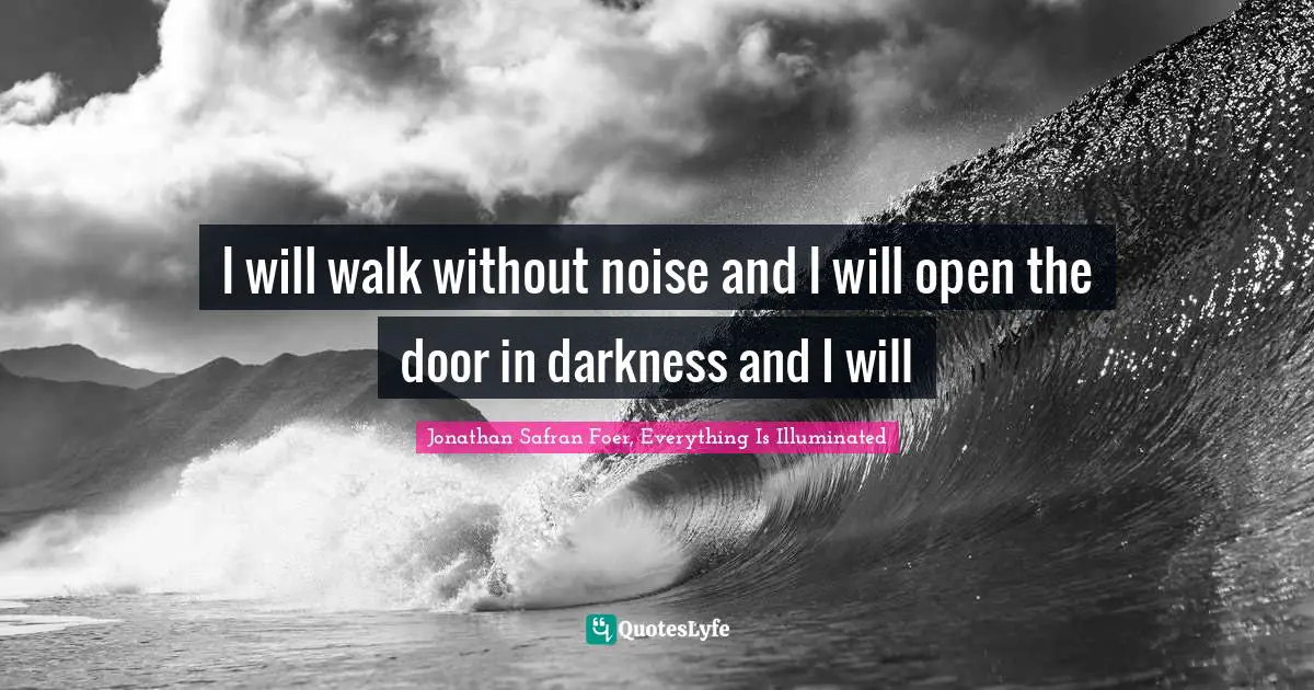 Jonathan Safran Foer, Everything Is Illuminated Quotes: "I will walk without noise and I will open the door in darkness and I will"