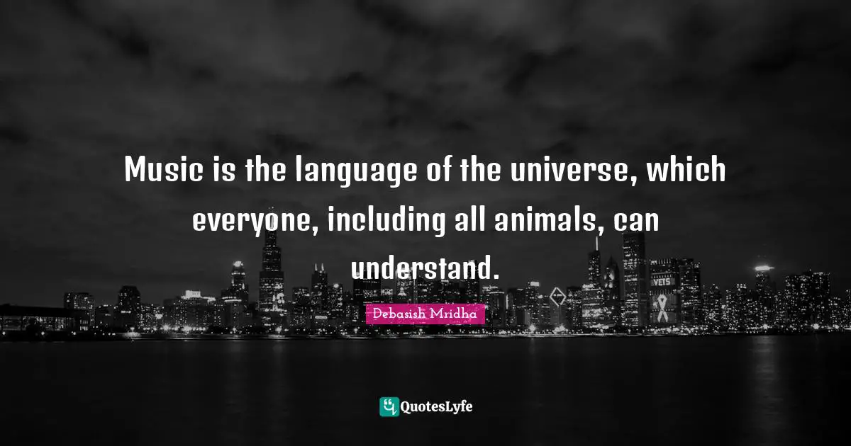 Music is the language of the universe, which everyone, including all animals, can understand.
