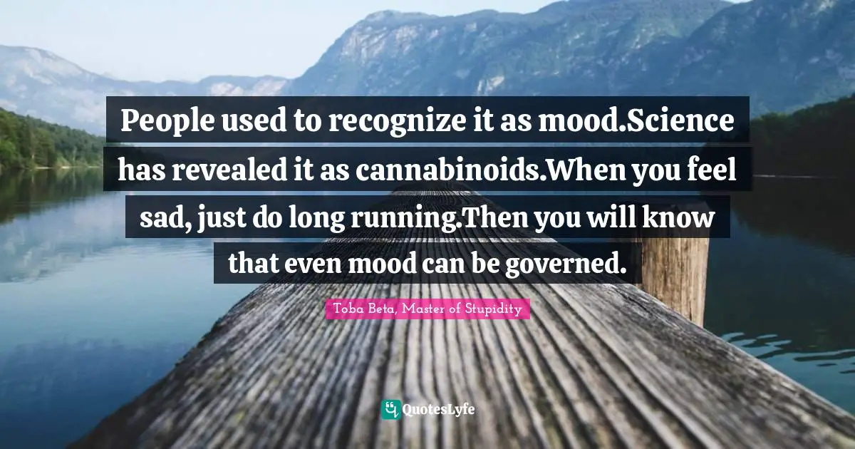 People used to recognize it as mood.Science has revealed it as cannabinoids.When you feel sad, just do long running.Then you will know that even mood can be governed.