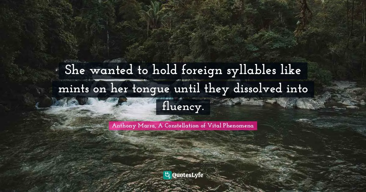 She wanted to hold foreign syllables like mints on her tongue until they dissolved into fluency.