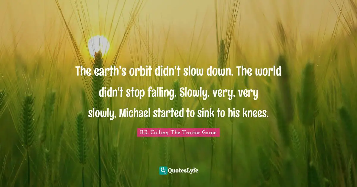 The earth's orbit didn't slow down. The world didn't stop falling. Slowly, very, very slowly, Michael started to sink to his knees.