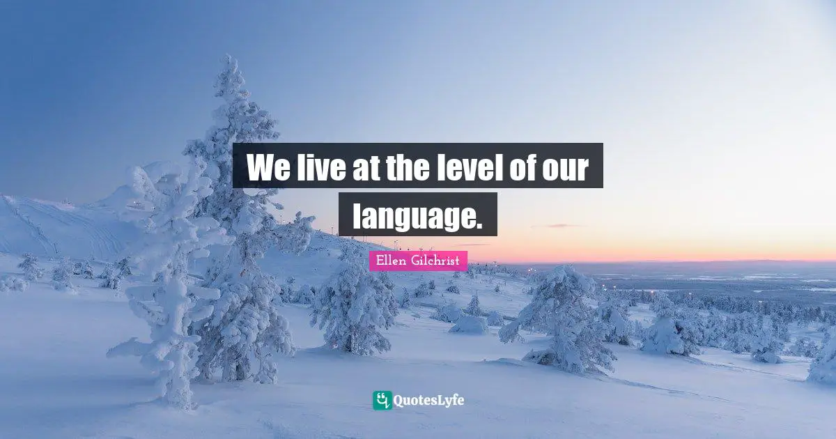 We live at the level of our language.
