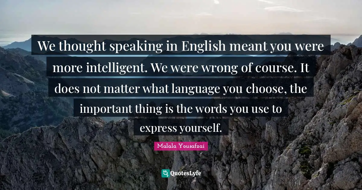 We thought speaking in English meant you were more intelligent. We were wrong of course. It does not matter what language you choose, the important thing is the words you use to express yourself.