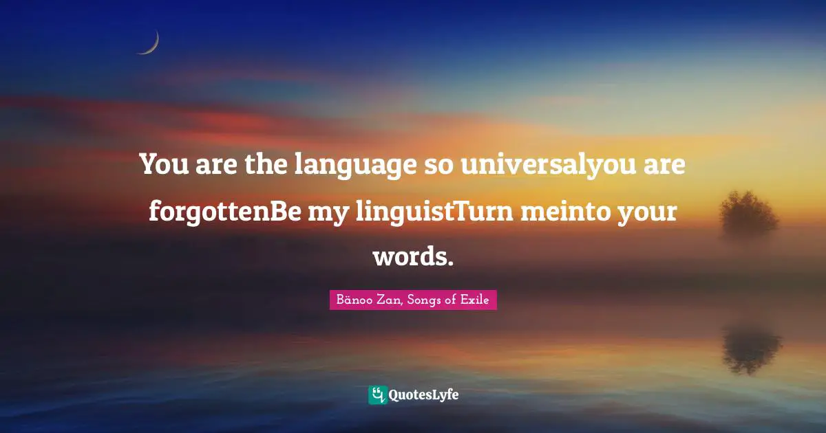 You are the language so universalyou are forgottenBe my linguistTurn meinto your words.