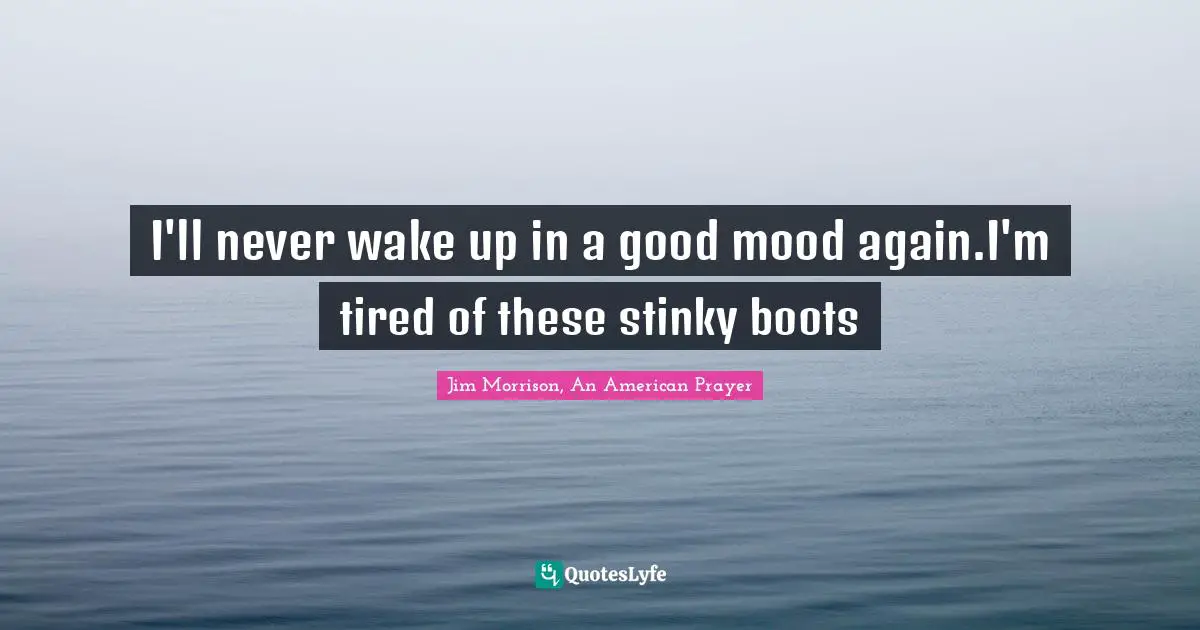 I'll never wake up in a good mood again.I'm tired of these stinky boots