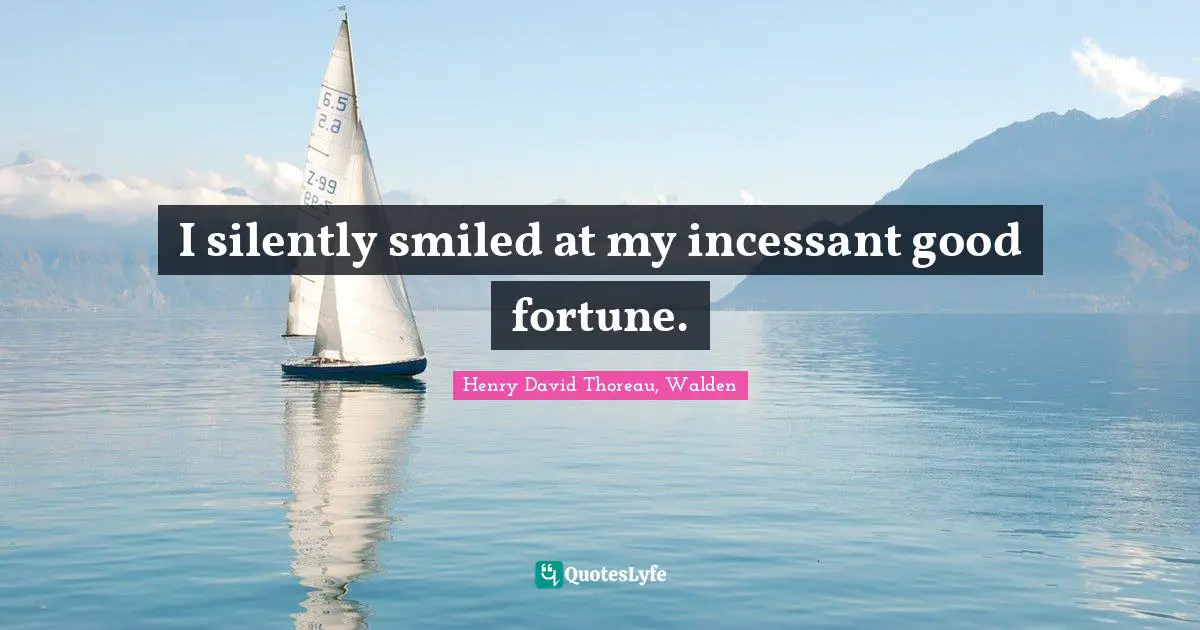 Henry David Thoreau, Walden Quotes: I silently smiled at my incessant good fortune.