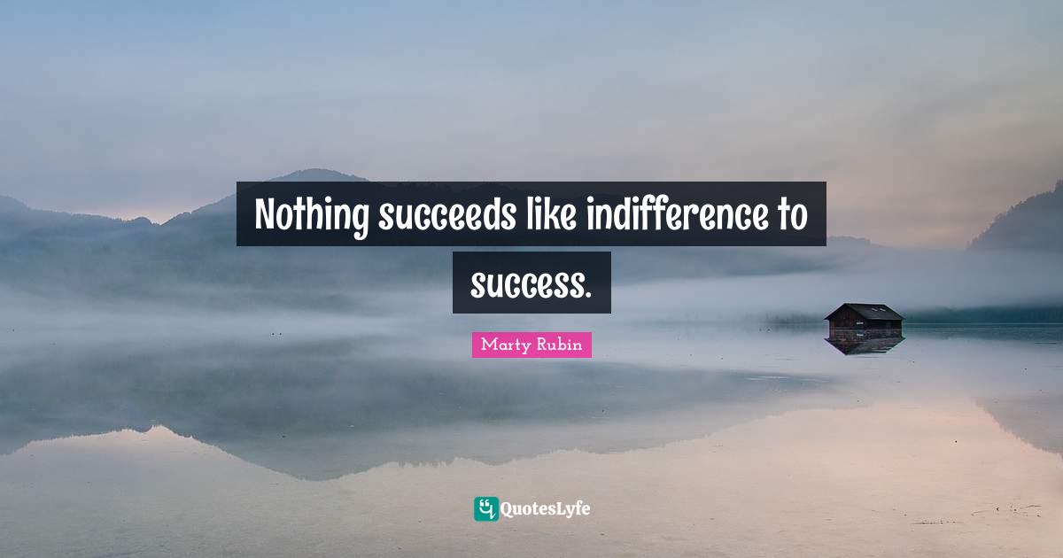 Nothing succeeds like indifference to success.