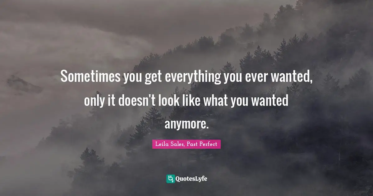 Sometimes you get everything you ever wanted, only it doesn't look like what you wanted anymore.