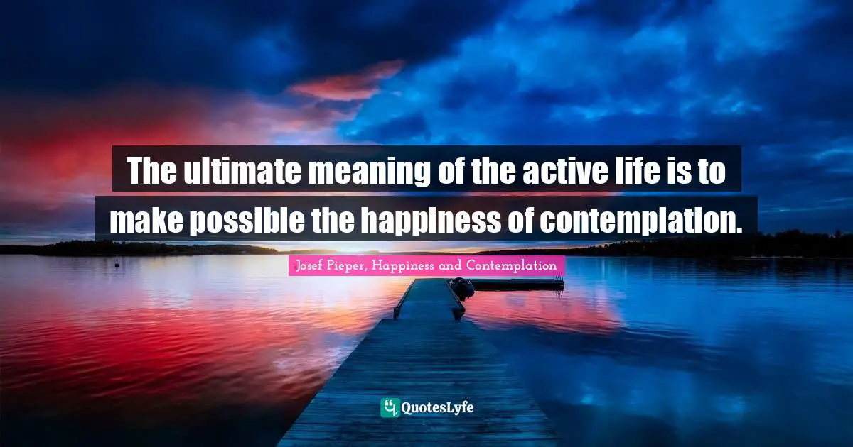The ultimate meaning of the active life is to make possible the happiness of contemplation.