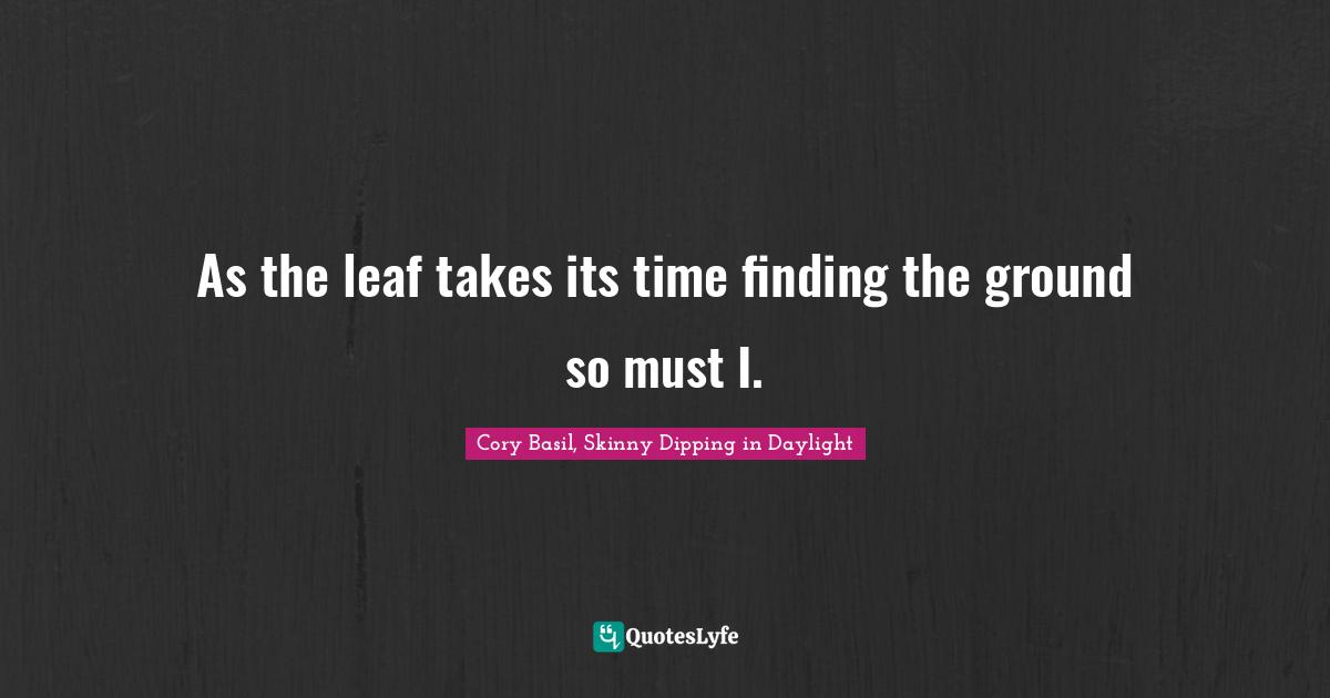 As the leaf takes its time finding the ground so must I.