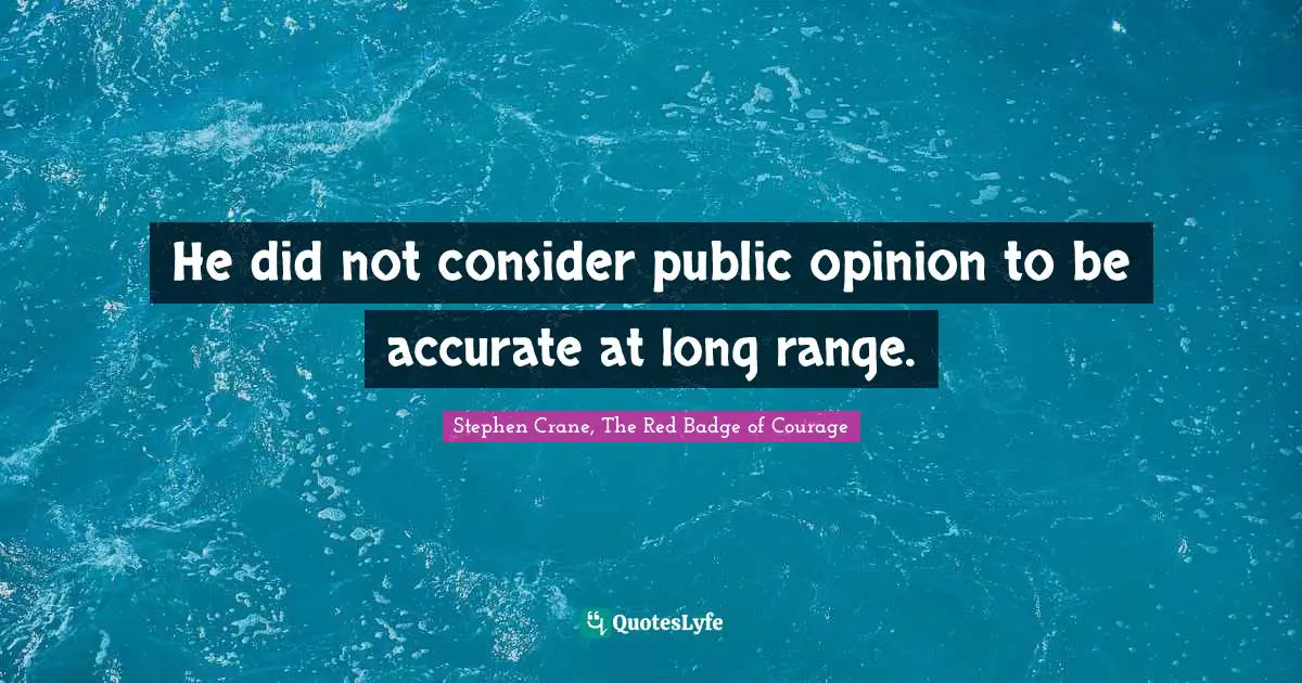 Stephen Crane, The Red Badge Of Courage Quotes: "He did not consider public opinion to be accurate at long range."