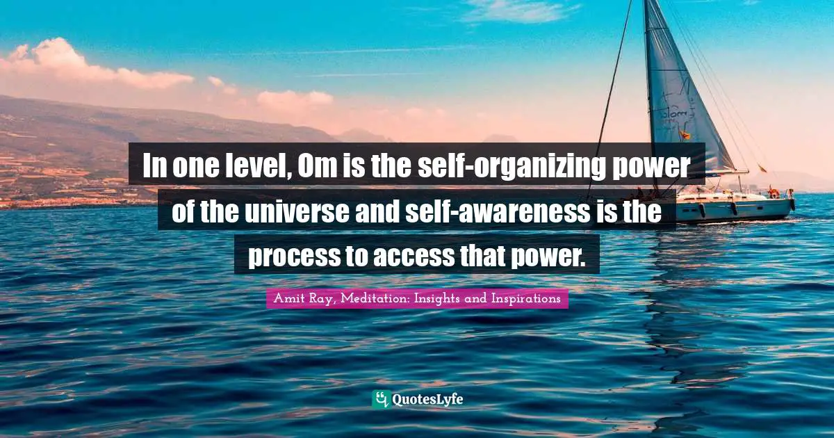 In one level, Om is the self-organizing power of the universe and self-awareness is the process to access that power.