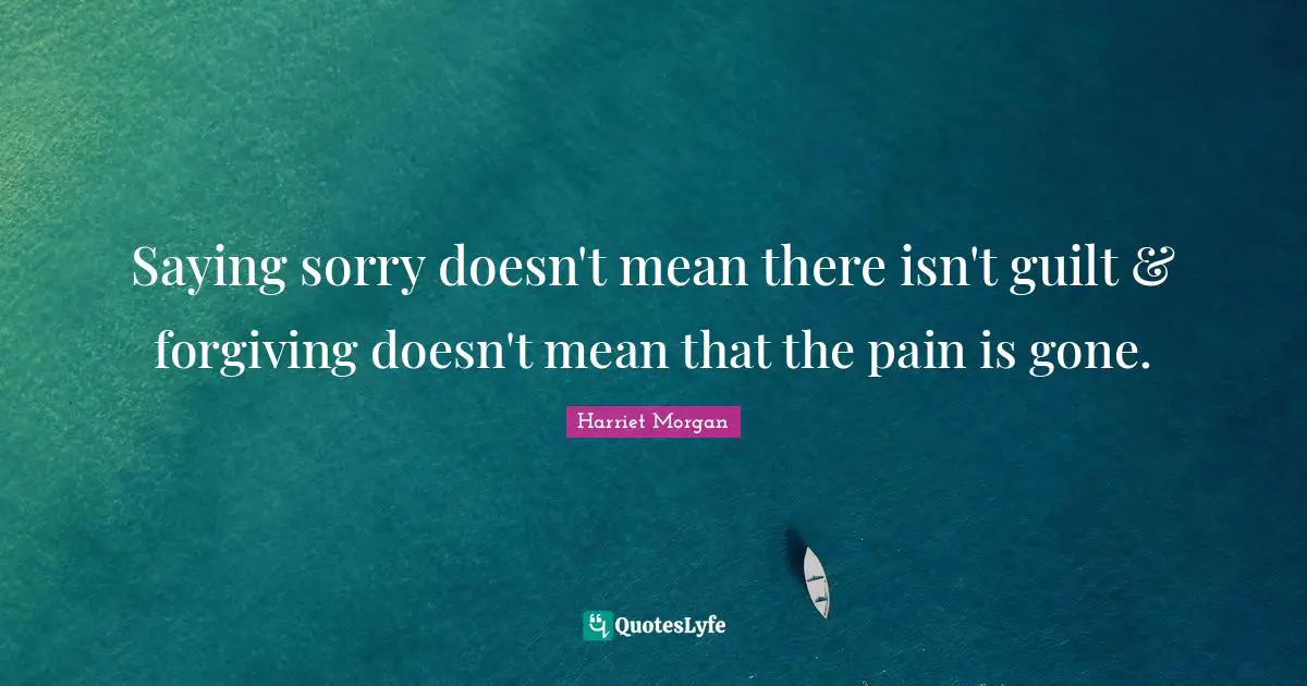 Saying sorry doesn't mean there isn't guilt & forgiving doesn't mean that the pain is gone.