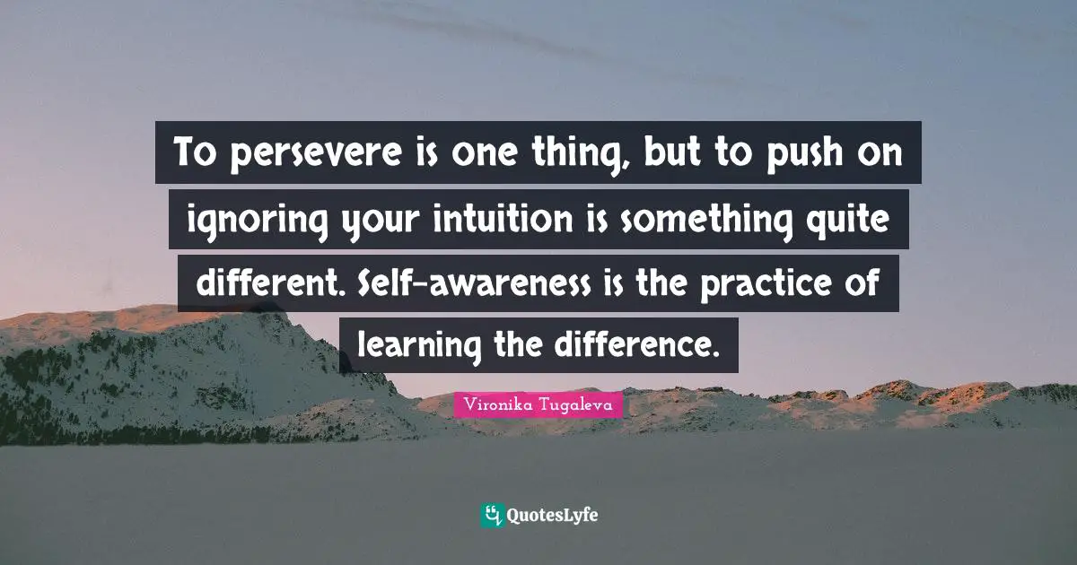 To persevere is one thing, but to push on ignoring your intuition is something quite different. Self-awareness is the practice of learning the difference.