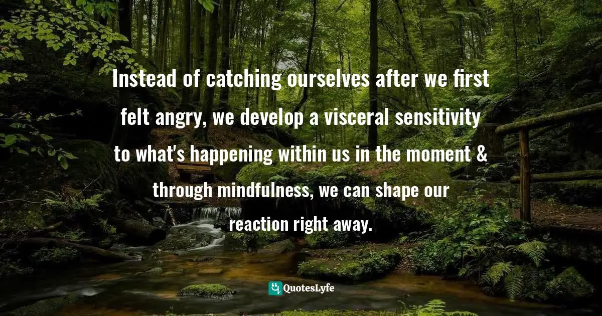 Instead of catching ourselves after we first felt angry, we develop a visceral sensitivity to what's happening within us in the moment & through mindfulness, we can shape our reaction right away.