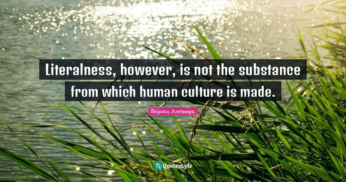 Literalness, however, is not the substance from which human culture is made.